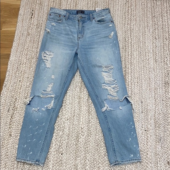 High Rise Distressed Girlfriend Jeans - Picture 2 of 4